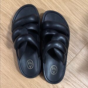 Triple Strap Black platform Slides; Size EU 38/US 8